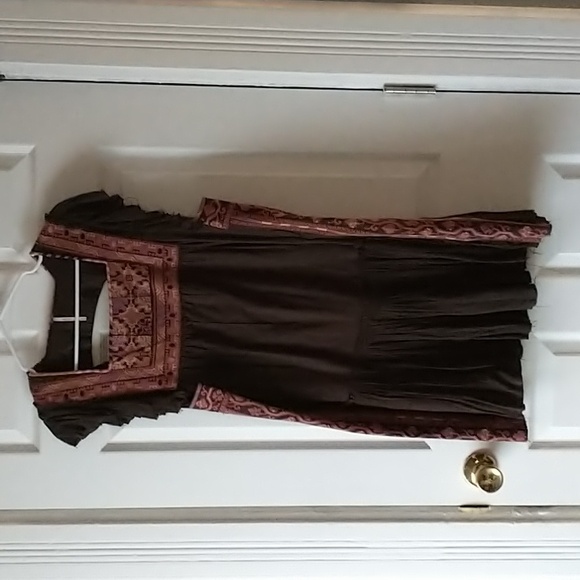 FREE PEOPLE Day Glow Mini Dress In Brown Combo M - Picture 2 of 9